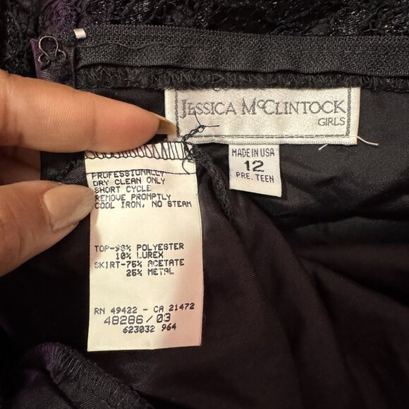 Vintage Jessica McClintock Girls Black Lace Chiffon Party Dress Size 12 Pre Teen - Picture 8 of 8